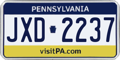 PA license plate JXD2237