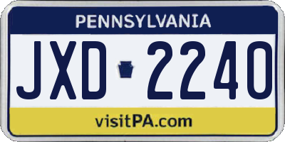 PA license plate JXD2240
