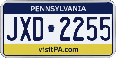 PA license plate JXD2255