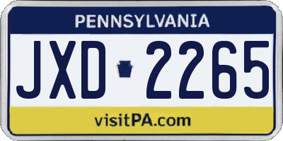 PA license plate JXD2265