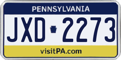 PA license plate JXD2273