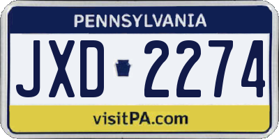 PA license plate JXD2274