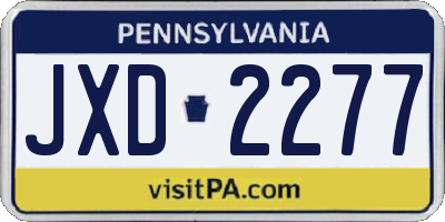 PA license plate JXD2277