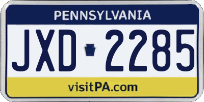 PA license plate JXD2285