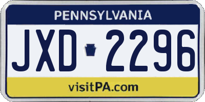 PA license plate JXD2296
