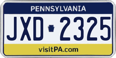 PA license plate JXD2325