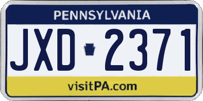 PA license plate JXD2371
