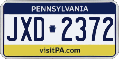 PA license plate JXD2372