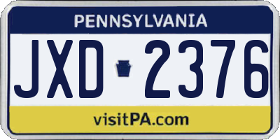 PA license plate JXD2376