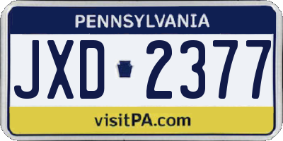 PA license plate JXD2377