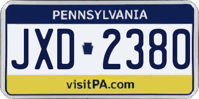 PA license plate JXD2380