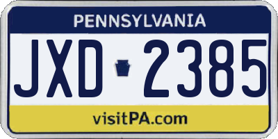 PA license plate JXD2385