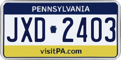 PA license plate JXD2403