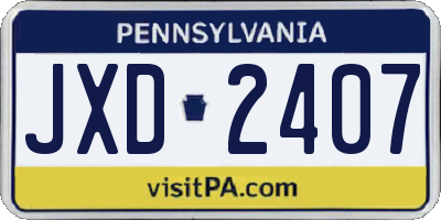 PA license plate JXD2407