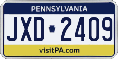 PA license plate JXD2409