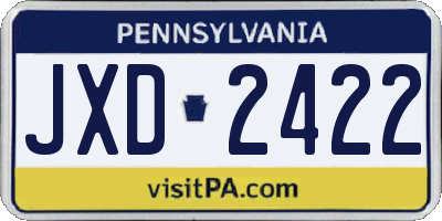 PA license plate JXD2422