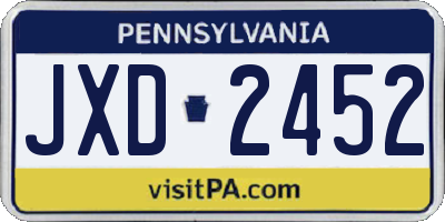 PA license plate JXD2452