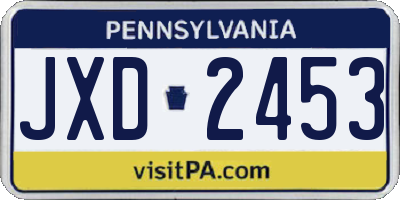 PA license plate JXD2453