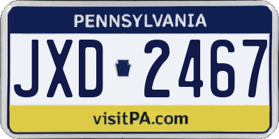 PA license plate JXD2467