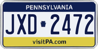 PA license plate JXD2472