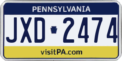 PA license plate JXD2474