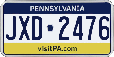 PA license plate JXD2476