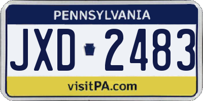 PA license plate JXD2483