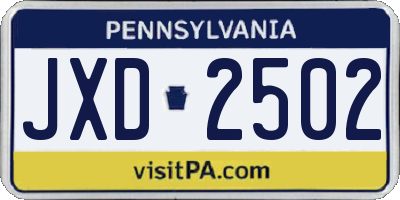 PA license plate JXD2502