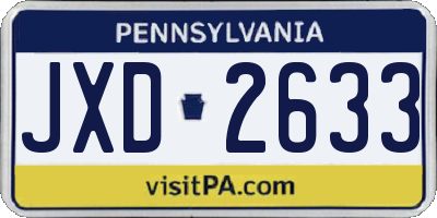 PA license plate JXD2633