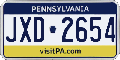 PA license plate JXD2654