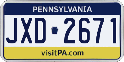 PA license plate JXD2671