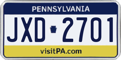 PA license plate JXD2701