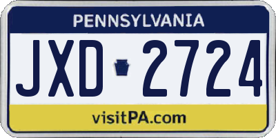 PA license plate JXD2724