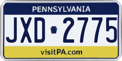 PA license plate JXD2775