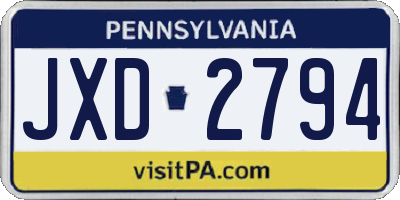 PA license plate JXD2794