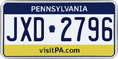PA license plate JXD2796
