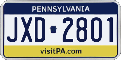 PA license plate JXD2801