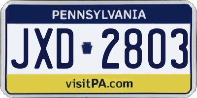 PA license plate JXD2803
