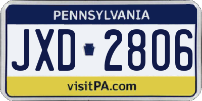 PA license plate JXD2806