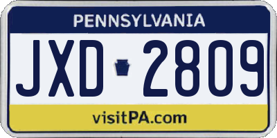 PA license plate JXD2809