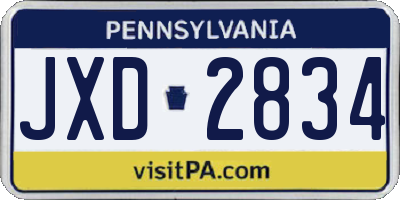 PA license plate JXD2834