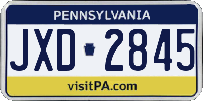 PA license plate JXD2845
