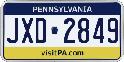 PA license plate JXD2849