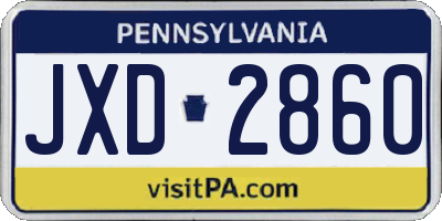 PA license plate JXD2860
