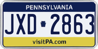 PA license plate JXD2863