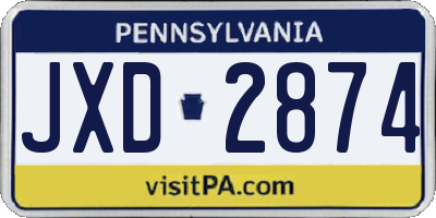 PA license plate JXD2874