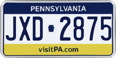 PA license plate JXD2875