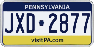 PA license plate JXD2877