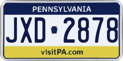 PA license plate JXD2878