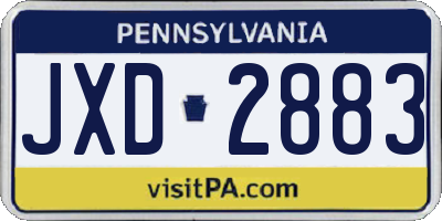 PA license plate JXD2883